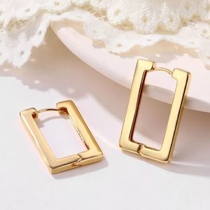 18k Gold Plated Rectangular Hoop Earring for Women